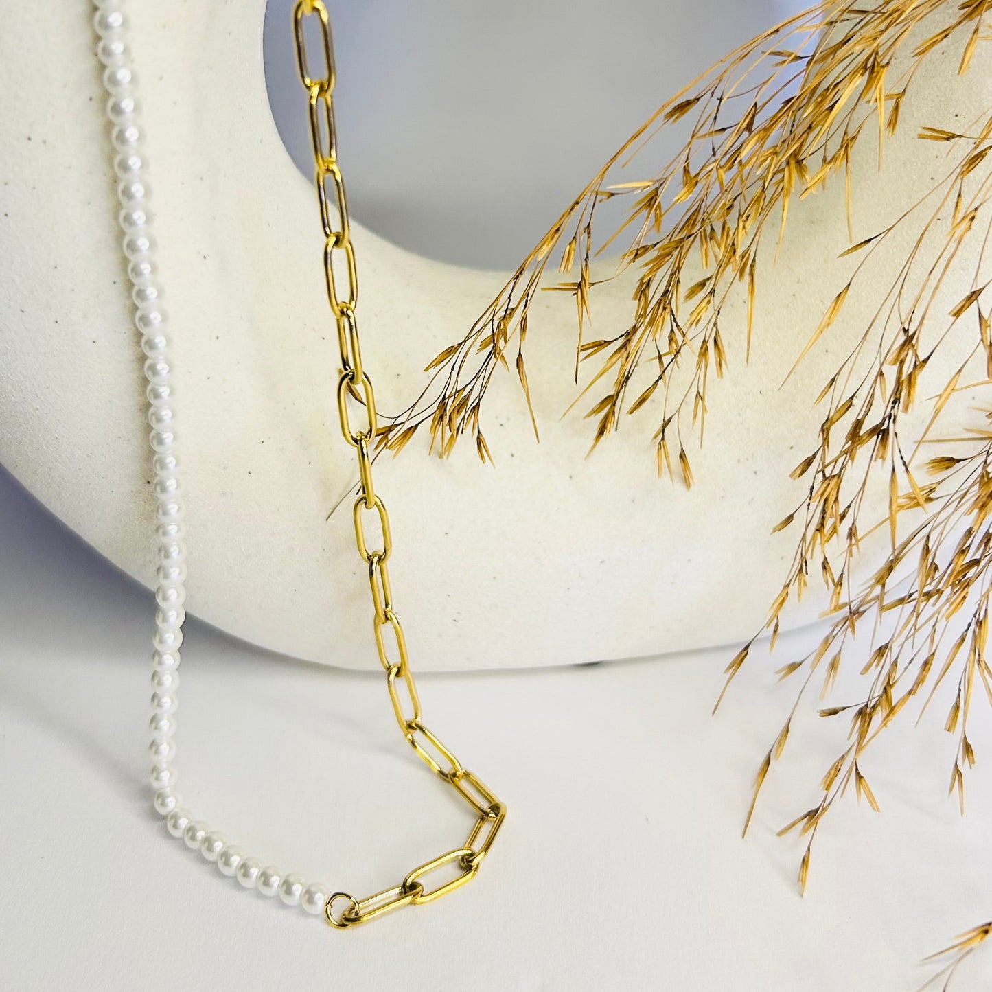 Elysian Half Pearl Necklace