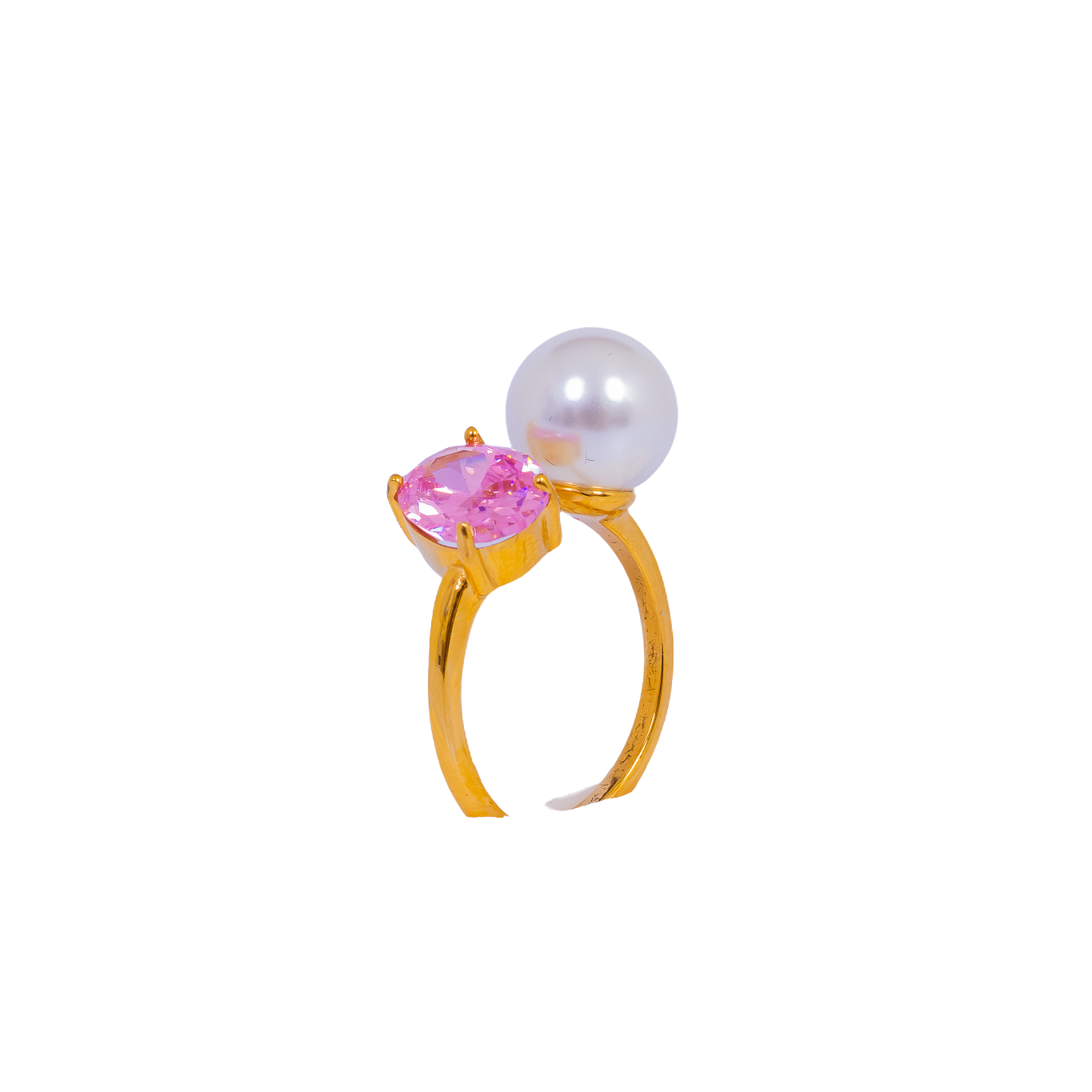 Pink Toi et moi Pearl Ring